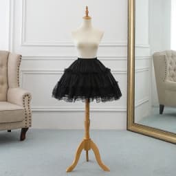 Lace Short Crinoline Bubble Skirt Wedding Dress Crinoline Everyday Maid Dress Black and White Optional Yarn Support