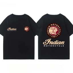 Indian Motorcycle Heavy Locomotive Cruise Bike Riding Suit Club Print Summer Cotton Casual Motorcycle Men's and Women's T-Shirt