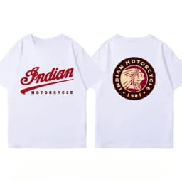 Indian Motorcycle Heavy Locomotive Cruise Bike Riding Suit Club Print Summer Cotton Casual Motorcycle Men's and Women's T-Shirt