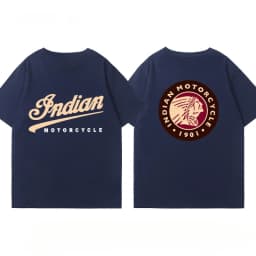 Indian Motorcycle Heavy Locomotive Cruise Bike Riding Suit Club Print Summer Cotton Casual Motorcycle Men's and Women's T-Shirt