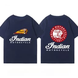Indian Motorcycle Heavy Locomotive Cruise Bike Riding Suit Club Print Summer Cotton Casual Motorcycle Men's and Women's T-Shirt