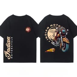 Indian Motorcycle Heavy Locomotive Cruise Bike Riding Suit Club Print Summer Cotton Casual Motorcycle Men's and Women's T-Shirt