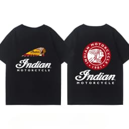 Indian Motorcycle Heavy Locomotive Cruise Bike Riding Suit Club Print Summer Cotton Casual Motorcycle Men's and Women's T-Shirt