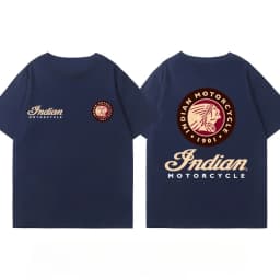 Indian Motorcycle Heavy Locomotive Cruise Bike Riding Suit Club Print Summer Cotton Casual Motorcycle Men's and Women's T-Shirt