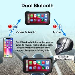 Jansite Portable 6.25" Motorcycle GPS Navigation Wireless Carplay Android Auto DVR Drive Recorder Moto Monitor IPX7 Waterproof