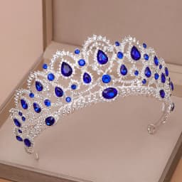 AiliBride Crown Queen tiara Wedding Hair Accessories Blue Crystal Rhinestone Tiaras and Crowns For Bridal Wedding Hair Jewelry