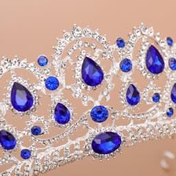 AiliBride Crown Queen tiara Wedding Hair Accessories Blue Crystal Rhinestone Tiaras and Crowns For Bridal Wedding Hair Jewelry