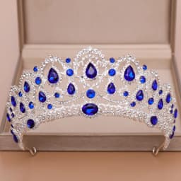 AiliBride Crown Queen tiara Wedding Hair Accessories Blue Crystal Rhinestone Tiaras and Crowns For Bridal Wedding Hair Jewelry