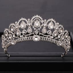 AiliBride Crown Queen tiara Wedding Hair Accessories Blue Crystal Rhinestone Tiaras and Crowns For Bridal Wedding Hair Jewelry