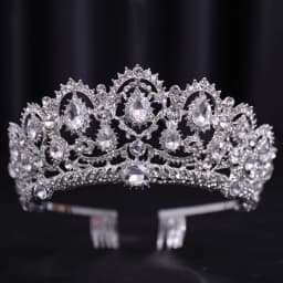 AiliBride Crown Queen tiara Wedding Hair Accessories Blue Crystal Rhinestone Tiaras and Crowns For Bridal Wedding Hair Jewelry