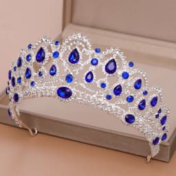 AiliBride Crown Queen tiara Wedding Hair Accessories Blue Crystal Rhinestone Tiaras and Crowns For Bridal Wedding Hair Jewelry
