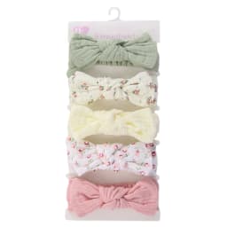 5Pcs/Set Solid Muslin Cotton Linen Baby Headband Elastic Rabbit Ear Hair Band Infant Girl Turban Headwraps Stretch Accessories
