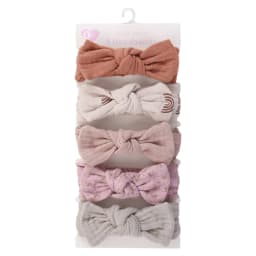 5Pcs/Set Solid Muslin Cotton Linen Baby Headband Elastic Rabbit Ear Hair Band Infant Girl Turban Headwraps Stretch Accessories
