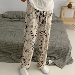 Pajama Pants Woman Cartoon Moe Cat Big Battle Pajama Trousers Female Student Trousers Loose Casual Trousers Lady Sleeping Pants