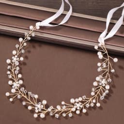 Trendy Gold Pearl Crystal Wedding Headband tiara Bridal Headpiece Hairband  Wedding Hair Accessories Women Hair Jewelry Handmade
