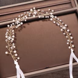 Trendy Gold Pearl Crystal Wedding Headband tiara Bridal Headpiece Hairband  Wedding Hair Accessories Women Hair Jewelry Handmade