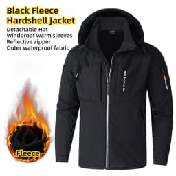 KB Men's Outdoor Jackets Fleece Lining Windbreaker Waterproof Winter Warm Jacket for Men Detachable Hat Men's Coats