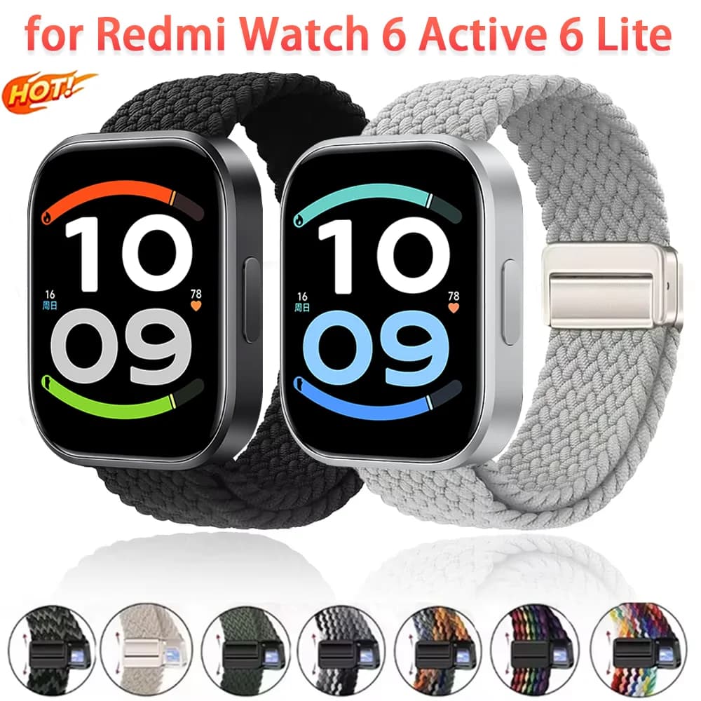 Magnetic Braided Nylon Loop Band for Xiaomi Redmi Watch 6 Active 6 Lite 6 5 4 Strap Sports Bracelet Mi Band 10 Pro 9 Pro 8 Pro