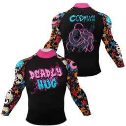 Cody Lundin Mock Neck Men Compression Long Sleeve Fitness Shirt Grappling Boxing Jersey, MMA Jitsu BJJ Rash Guard With Anti Slip