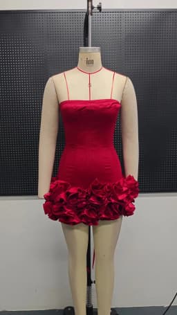 VC Christmas Dress Strapless Backless Red Structured Floral Embellished Mini Length Bodycon Celebrity Party Cocktail Dress