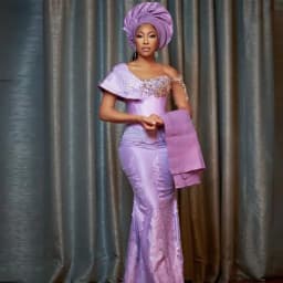 One Shoulder Beads Appliques Short Sleeves African Women Evening Dress Mermaid Gowns For Mother Lavender Aso Ebi Prom Dresses
