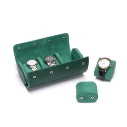 Embers Green Luxury Watch Roll - 1/2/3 Slot Genuine Leather Watch Storage Travel Case for Rolex Patek Philippe Watch Gift Box