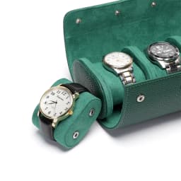 Embers Green Luxury Watch Roll - 1/2/3 Slot Genuine Leather Watch Storage Travel Case for Rolex Patek Philippe Watch Gift Box