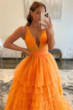 Customized Prom Gown Lavender V-neck Evening Dresses Floor Length A-line Tulle Exquisite High Quality Occasion Dress for Women