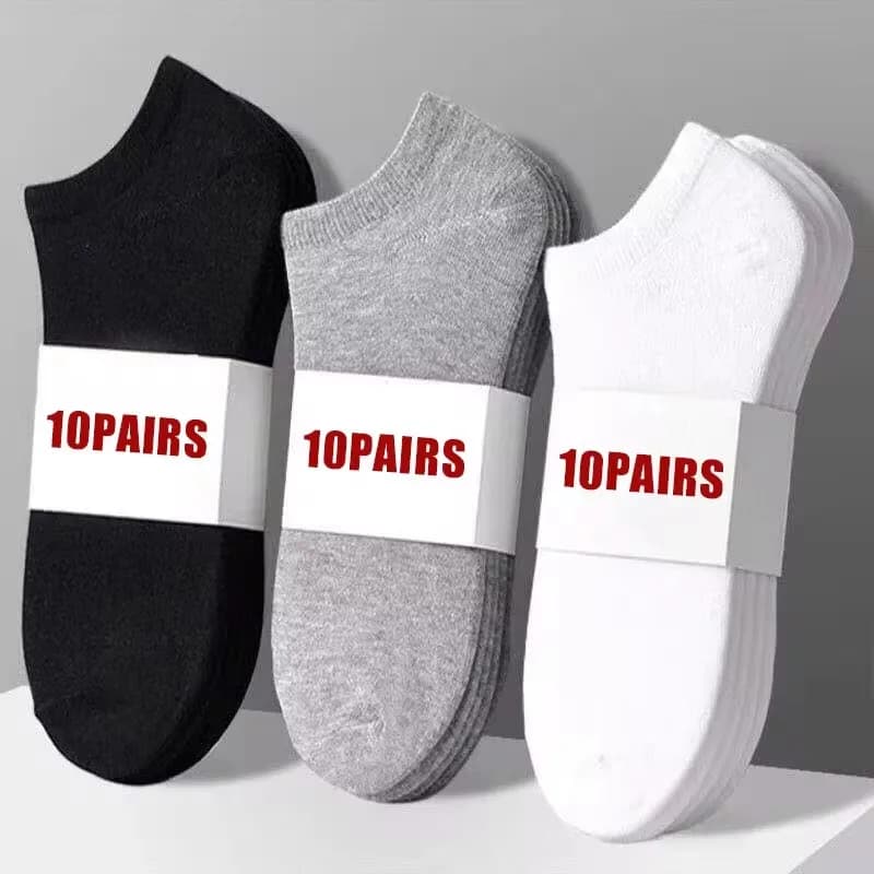 10 pairs/Men's Socks Spring/Summer Thin, Breathable, Soft Polyester Cotton Socks Black Casual Business Ankle Socks Boat Socks Si