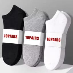 10 pairs/Men's Socks Spring/Summer Thin, Breathable, Soft Polyester Cotton Socks Black Casual Business Ankle Socks Boat Socks Si