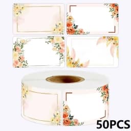 50-250PCS New Flowers Name Lables Sunflowers Small Packaging Sticker Roll Pack Home Made Stickers Rolling Lables