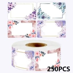 50-250PCS New Flowers Name Lables Sunflowers Small Packaging Sticker Roll Pack Home Made Stickers Rolling Lables