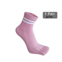 1/5 Pairs Five Finger Socks Women Girl Striped Cotton Solid Sweat-Absorbing Soft Endurable Toe Short Socks Student 4 Seasons