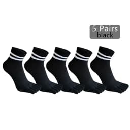 1/5 Pairs Five Finger Socks Women Girl Striped Cotton Solid Sweat-Absorbing Soft Endurable Toe Short Socks Student 4 Seasons