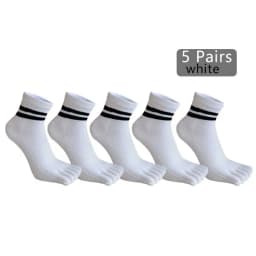 1/5 Pairs Five Finger Socks Women Girl Striped Cotton Solid Sweat-Absorbing Soft Endurable Toe Short Socks Student 4 Seasons