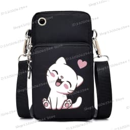 2024 Zipper Small Crossbody Bags Cartoon Anime Cat Women's Shoulder Purses and Handbags Girls Fashion Animal Mobile Phone Bag