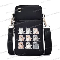 2024 Zipper Small Crossbody Bags Cartoon Anime Cat Women's Shoulder Purses and Handbags Girls Fashion Animal Mobile Phone Bag