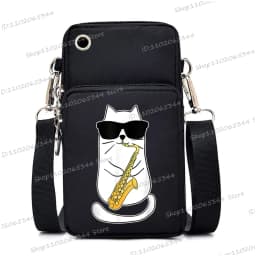 2024 Zipper Small Crossbody Bags Cartoon Anime Cat Women's Shoulder Purses and Handbags Girls Fashion Animal Mobile Phone Bag