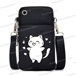 2024 Zipper Small Crossbody Bags Cartoon Anime Cat Women's Shoulder Purses and Handbags Girls Fashion Animal Mobile Phone Bag