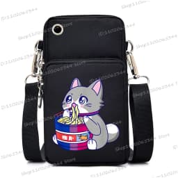 2024 Zipper Small Crossbody Bags Cartoon Anime Cat Women's Shoulder Purses and Handbags Girls Fashion Animal Mobile Phone Bag