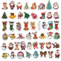 50PCS Christmas Stickers Snowman Santa Claus Exquisite Handheld Account Material Phone Case Laptop Luggage Bottle Waterproof
