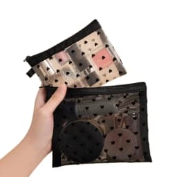 1PCS Mini Transparent Heart Makeup Bag Women Portable Lipsticks Cosmetic Storage Pouch Ins Clear Ctue Small Make Up BagS