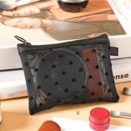 1PCS Mini Transparent Heart Makeup Bag Women Portable Lipsticks Cosmetic Storage Pouch Ins Clear Ctue Small Make Up BagS