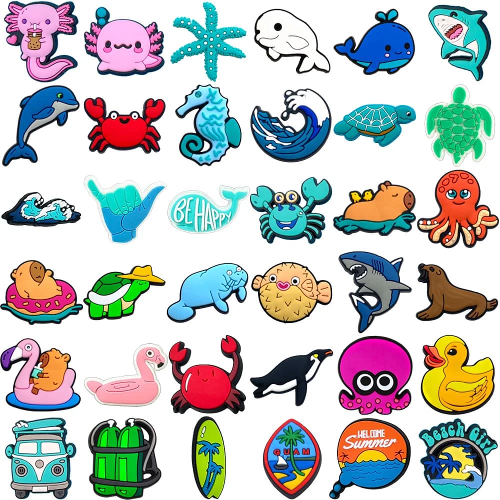 Shoe Charms animal sea wave shark Salamander tortoise Pins PVC DIY Sandals Accessories for Clogs Kids Party Favors X-mas Gifts