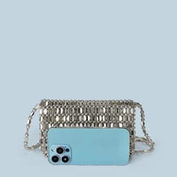 Summer New Blingbling Retro Silver Hollow Design Handmade Beaded Flip Phone Bag
