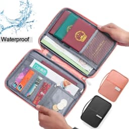 New Women Multi-Function Waterproof Travel Passport Holder Cover Case Pink Bags Family Document Organizer Travel Accessories Bag
