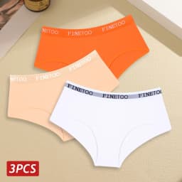 Finetoo 3pcs Women Cotton Panties Soft Underwear Sexy Low Rise Briefs Girls Breathable Soft Lignerie Female Solid Color Panties
