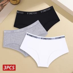 Finetoo 3pcs Women Cotton Panties Soft Underwear Sexy Low Rise Briefs Girls Breathable Soft Lignerie Female Solid Color Panties