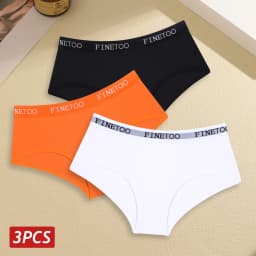 Finetoo 3pcs Women Cotton Panties Soft Underwear Sexy Low Rise Briefs Girls Breathable Soft Lignerie Female Solid Color Panties