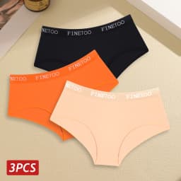 Finetoo 3pcs Women Cotton Panties Soft Underwear Sexy Low Rise Briefs Girls Breathable Soft Lignerie Female Solid Color Panties